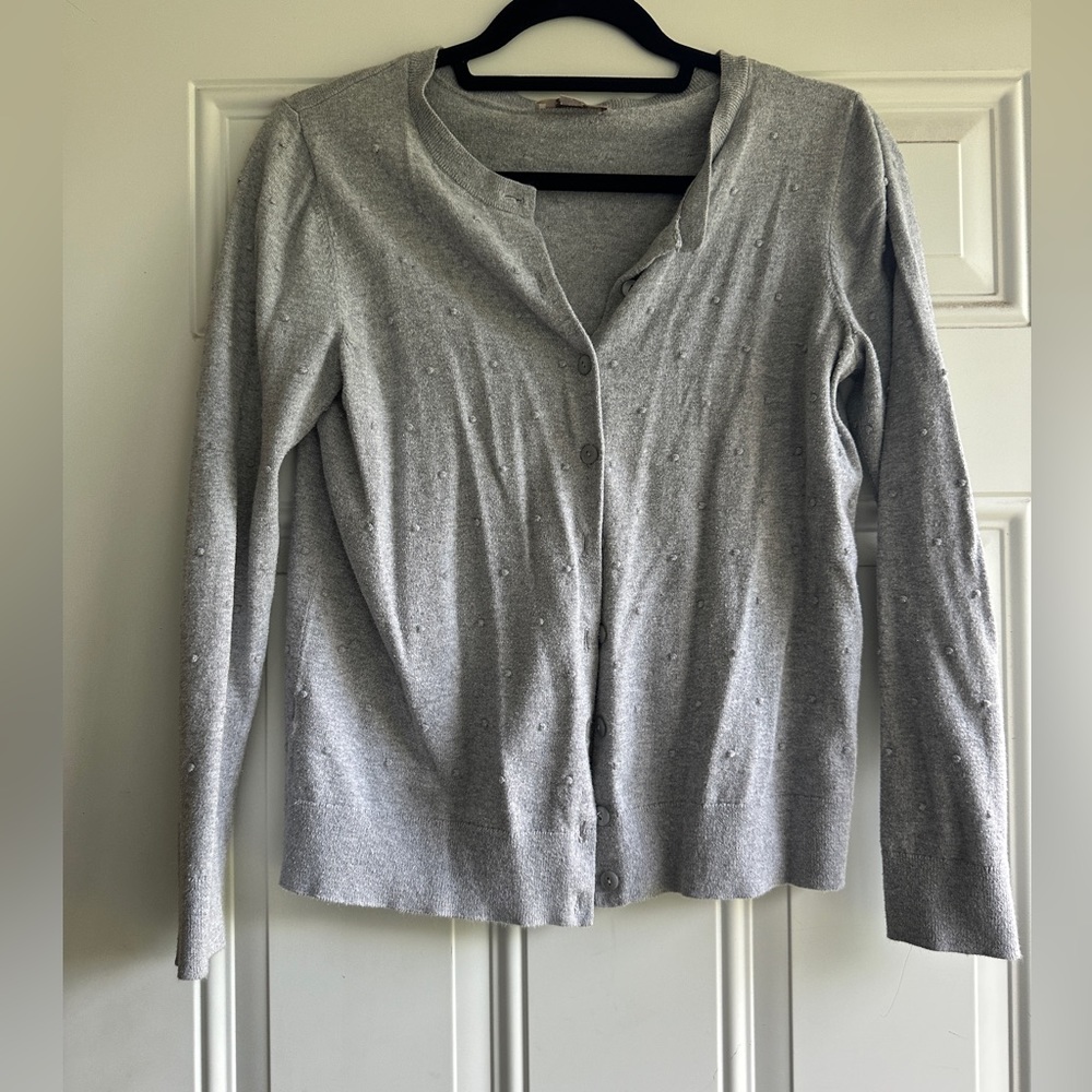 LOFT Outlet gray pointelle cardigan